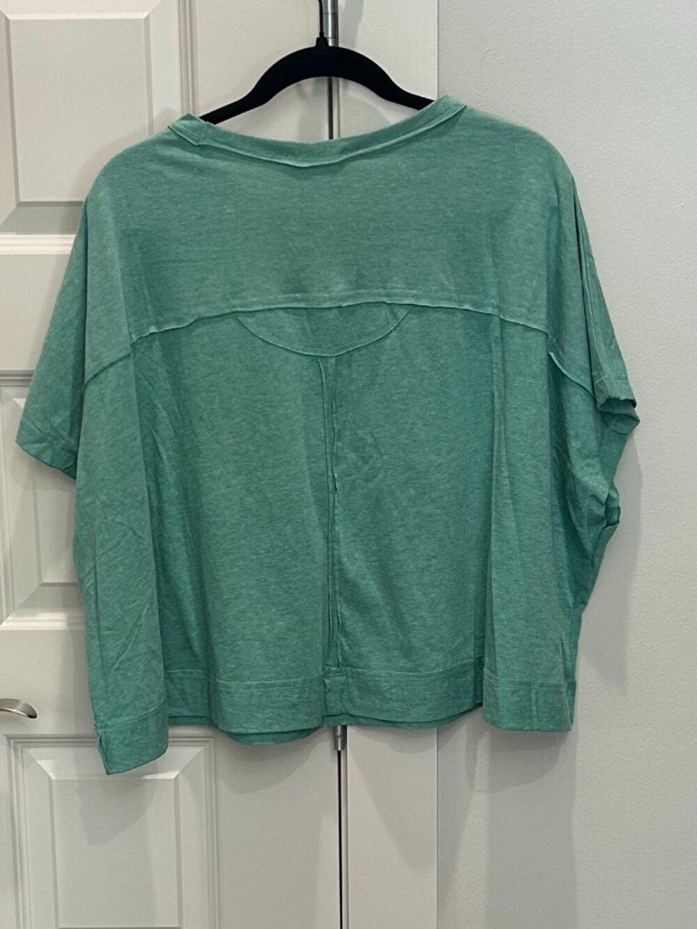 Zenana Exposed Seam Boxy Top and Short Set- Heather Green Color - Picture 5 of 14